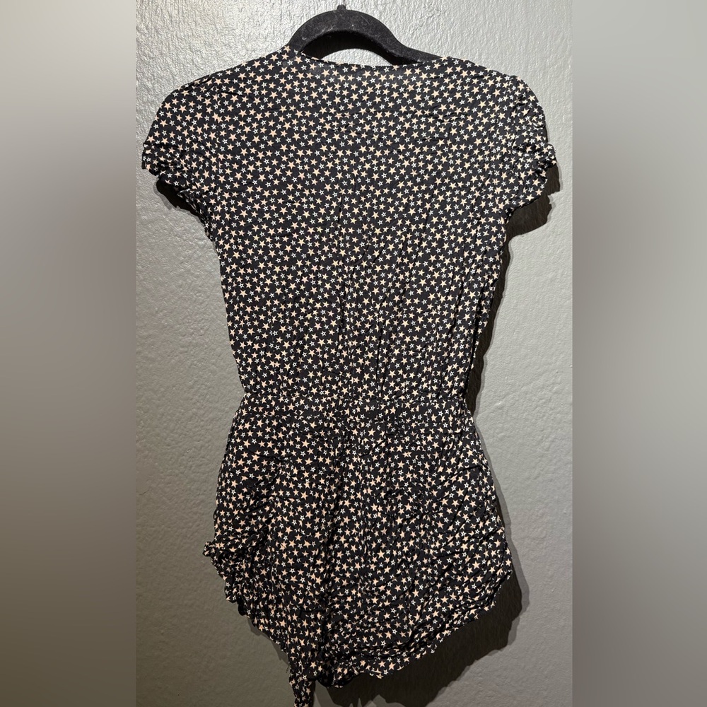 Chic Black and White Floral Romper